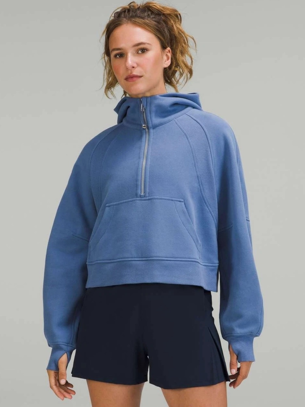Lululemon Oversized Scuba 1/4 Zip Hoodie Water Drop Blue Pullover M/L RARE Color